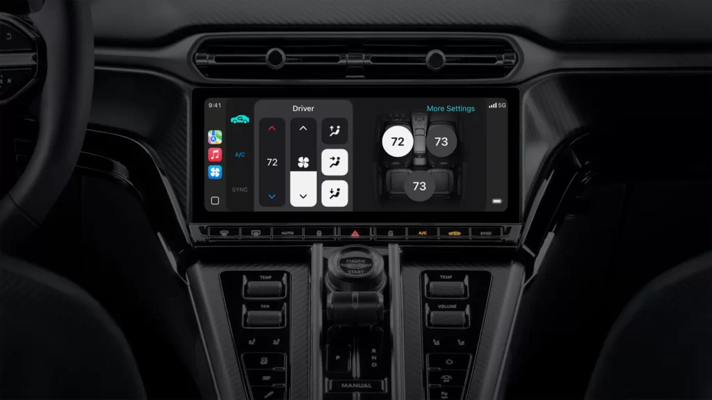 nastavení klimatizace přes carplay