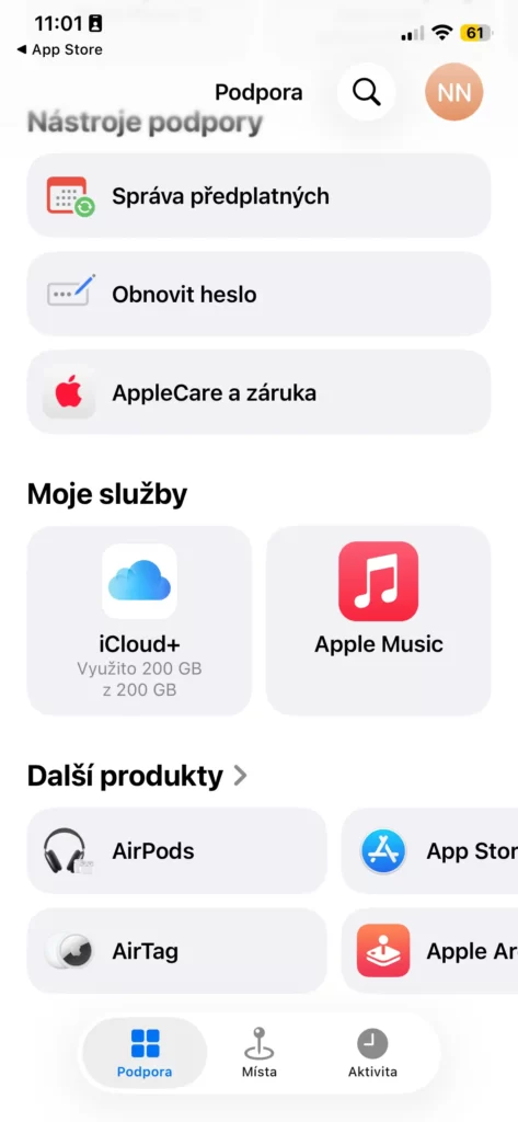 podpora apple novy design