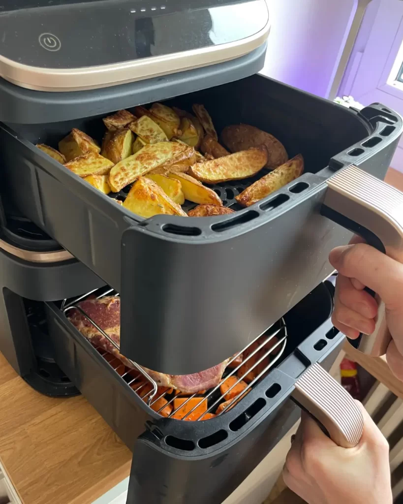 cosori turbo tower jídlo dva koše