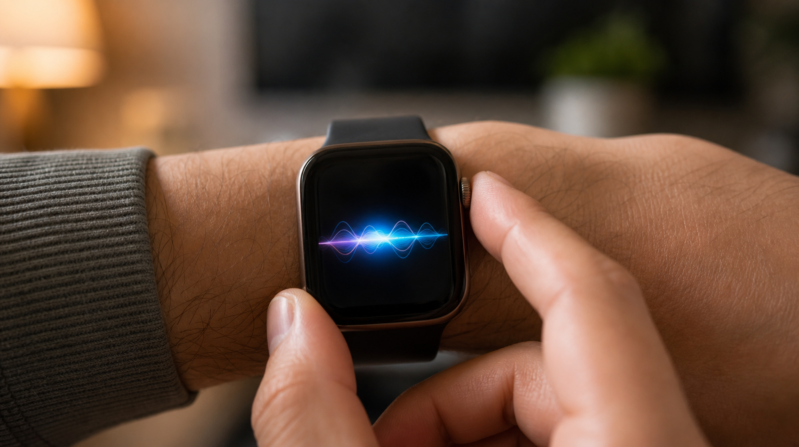 Ilustrační snímek nové Siri s AI na displeji Apple Watch
