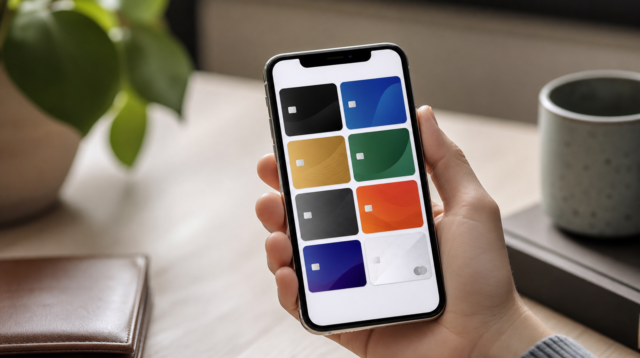 Přepracované rozhraní Apple Pay s mřížkou karet na iPhonu