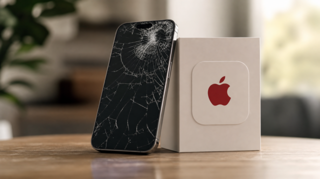 iPhone s poškozeným displejem jako ilustrace k tématu AppleCare+ a záruky v Česku