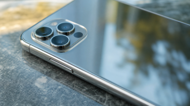 Detail skleněného zadního krytu telefonu s odlesky světla Detail skleněného zadního krytu telefonu s odlesky světla