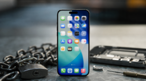 iPhone se zobrazenou domovskou obrazovkou iOS 26