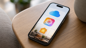 Nastavení tarifu iCloud+ na iPhonu s ikonou Apple Intelligence