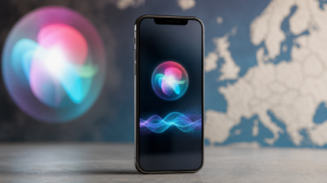 Ilustrace nové Siri s umělou inteligencí na iPhonu