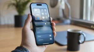 iPhone se zobrazeným nastavením vzhledu Liquid Glass v iOS 27