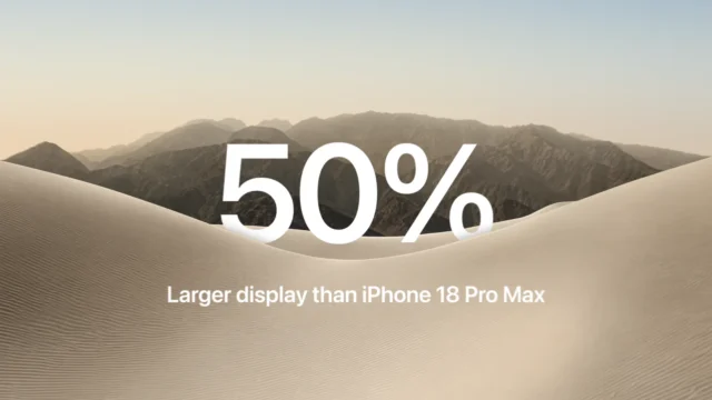 Detailní záběr na skládací vnitřní displej iPhonu Duo