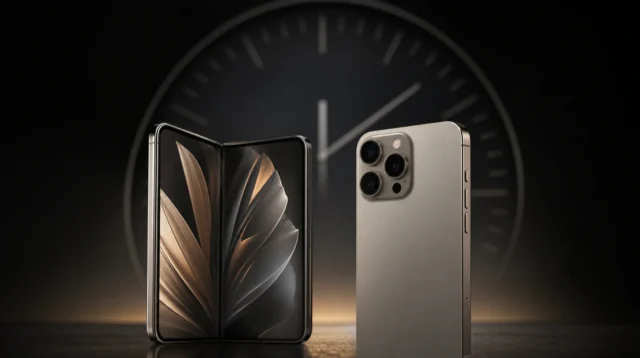Ilustrace skládacího iPhonu a iPhonu 18 Pro před keynote Apple
