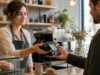 Jak si malá kavárna udělá vlastní věrnostní kartu do Peněženky Obsluha kavárny skenuje věrnostní kartu z Apple Wallet na displeji iPhonu u pokladny