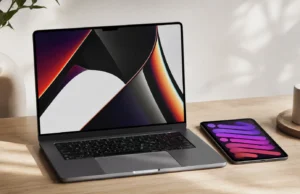 Apple prý 27. října ukáže dotykový MacBook Pro a dražší iPad mini s OLED MacBook Pro a iPad mini na pracovním stole