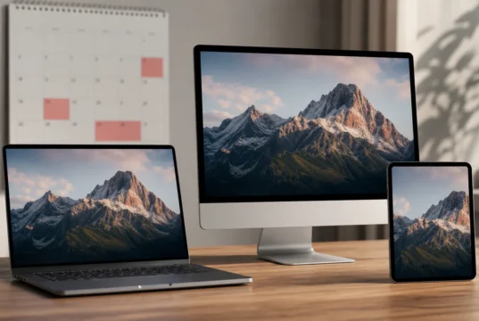 Apple ve středu nejspíš ukáže dotykový MacBook Pro a iPad mini s OLED MacBook Pro, iMac a iPad mini na stole s kalendářem na říjen