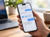 Gemini, ChatGPT nebo Claude na iPhonu: jak se liší v češtině a se Siri iPhone v ruce s rozostřeným rozhraním chatu a zvukovou vlnou hlasového režimu