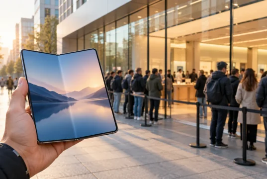 Alza, O2 ani T-Mobile neměly skládací iPhone Duo první den skladem Zákazníci čekají před prodejnou Applu na první skládací iPhone Duo