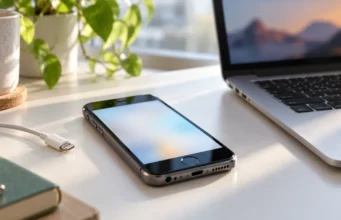 Jak dát iPhone do továrního nastavení i bez hesla a co udělat předtím Starší iPhone na stole vedle kabelu a notebooku připravený k vymazání