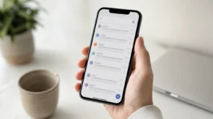 iPhone s otevřenou aplikací Mail a vyhledáváním v doručené poště
