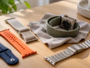 Jak vybrat správný řemínek na Apple Watch a jak ho vyměnit Barevné řemínky k Apple Watch rozložené na stole vedle hodinek